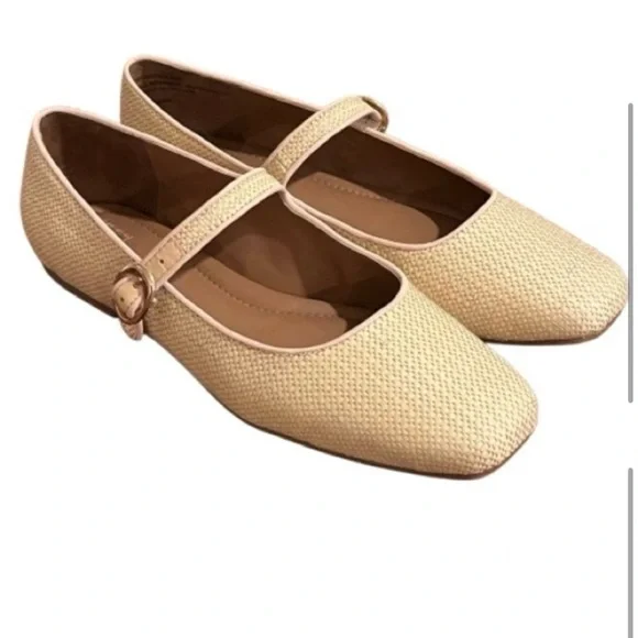 Acinda Maryjane Square Toe woven cream,tan,beige strap Maryjane Flat Nordstrom 9 - Picture 3 of 7